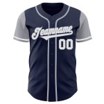 Maillot de baseball personnalisé deux tons blanc-gris bleu marine authentique