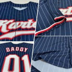 Maillot de baseball personnalisé à rayures fines, authentique, blanc-rouge, blanc, bleu marine