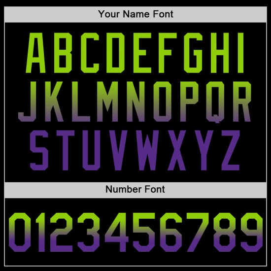 Maglia da baseball personalizzata, autentica, in tinta unita verde-viola sfumata nera, stile neon