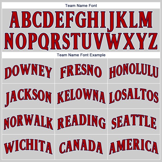 Maglia da baseball autentica personalizzata, grigia, rossa e blu navy