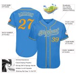 Maillot de baseball authentique Custom Powder Or-Blanc-Bleu Maillot de baseball authentique Custom Powder Or-Blanc-Bleu