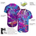 Maillot de baseball 3D personnalisé avec inscriptions blanches et violettes, motif graffiti authentique