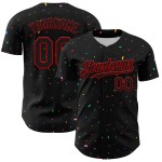 Maglia da baseball personalizzata con motivo a coriandoli 3D autentico rosso nero Maglia da baseball personalizzata con motivo a coriandoli 3D autentico rosso nero