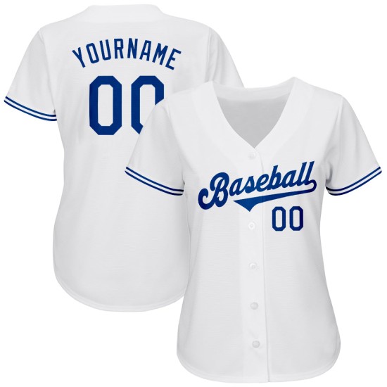 Maillot de baseball blanc authentique personnalisé Royal Maillot de baseball blanc authentique personnalisé Royal