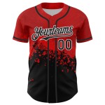 Maglia da baseball personalizzata Rave Design Splatter nera, bianca e rossa con motivo 3D autentico Maglia da baseball personalizzata Rave Design Splatter nera, bianca e rossa con motivo 3D autentico