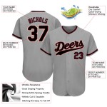 Maillot de baseball authentique gris noir et cramoisi personnalisé Maillot de baseball authentique gris noir et cramoisi personnalisé