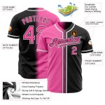Maillot de baseball rose-blanc-noir tendance personnalisé dégradé authentique