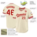 Maillot de baseball personnalisé rouge et blanc rétro crème authentique