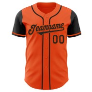 Maglia da baseball personalizzata autentica nera bicolore arancione