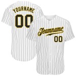 Maillot de baseball authentique personnalisé à rayures blanches, noir et or
