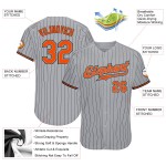 Maillot de baseball personnalisé gris authentique orange-noir à fines rayures noires Maillot de baseball personnalisé gris authentique orange-noir à fines rayures noires