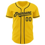Maglia da baseball personalizzata autentica gialla e nera Maglia da baseball personalizzata autentica gialla e nera