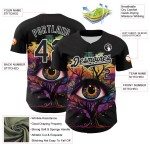 Maglia con motivo a maglia nera autentica personalizzata 3D bianca con albero rave baseball eye Maglia con motivo a maglia nera autentica personalizzata 3D bianca con albero rave baseball eye