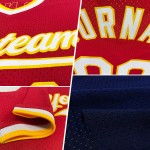 Maglia da baseball retrò autentica personalizzata arancione-grigia blu navy Maglia da baseball retrò autentica personalizzata arancione-grigia blu navy