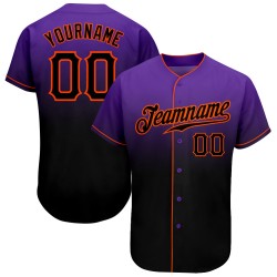 Maillot de baseball tendance délavé noir-orange personnalisé violet authentique