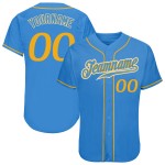 Maillot de baseball authentique Custom Powder Or-Blanc-Bleu Maillot de baseball authentique Custom Powder Or-Blanc-Bleu