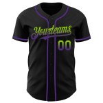 Maglia da baseball personalizzata, autentica, in tinta unita verde-viola sfumata nera, stile neon