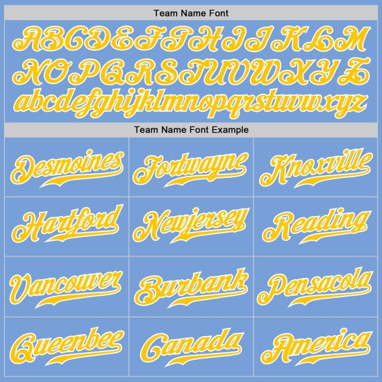 Maillot de baseball personnalisé à rayures bleu clair doré et blanc authentique Maillot de baseball personnalisé à rayures bleu clair doré et blanc authentique